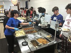 Serving line at Neshaminy HS cafeteria
