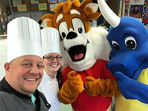 Food Services at Pearl S. Buck ES with mascots