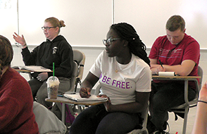Student in a class at Bucks County Community College