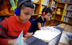Students using Chromebooks at Pearl S. Buck ES