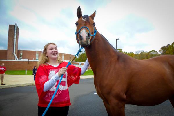 A horse visits Neshaminy High School