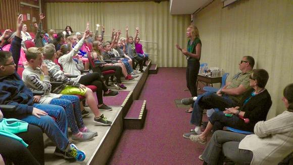 Fifth grade class learns about vision impairments at Poquessing Middle School