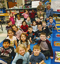 Soldier visits a class at Miller ES