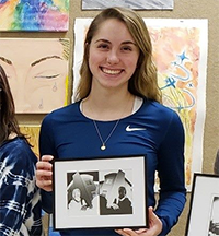 NHS artist with her photograph