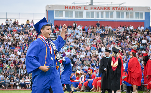 Graduate at Neshaminy HS commencement ceremony
