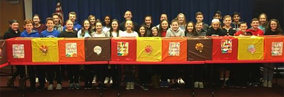Student Council poses with their food collection