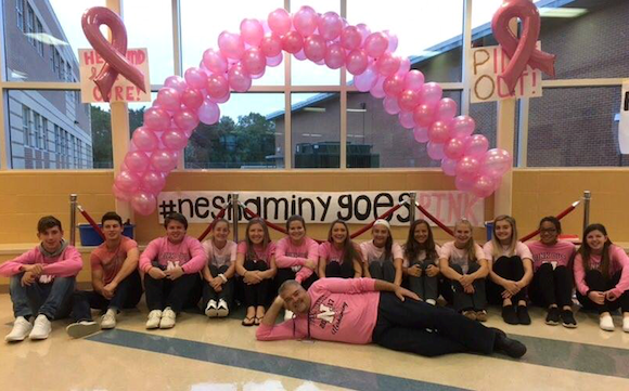 Neshaminy High School Student Council with Pinkout shirts