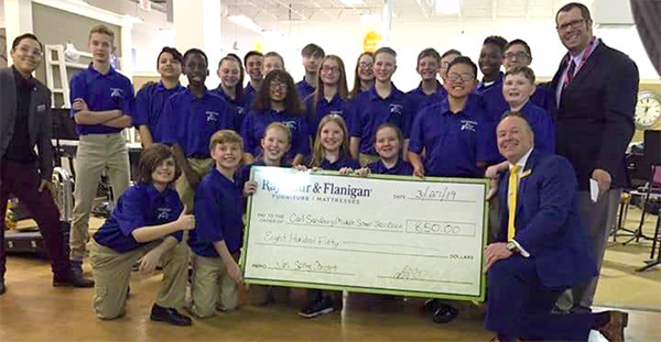Sandburg Jazz Band check donation