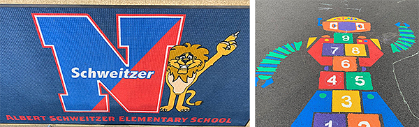 New carpet and playground stencil at Schweitzer Elementary