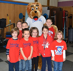 Schweitzer group with mascot