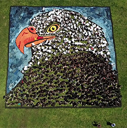 Giant eagle made up of the entire student and staff body at Tawanka Elementary School