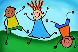 Illustration of students playing outdoors