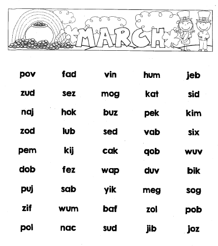 Nonsense Words List / Real And Nonsense Fluency Word Lists From Cvc Through Multisyllabic / Demonstrate pointing to the words and moving from line to line as you explain the task.